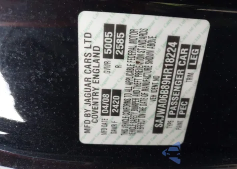 2009 Jaguar Xf Premium Luxury from USA, damaged, VIN SAJWA06B89HR18224